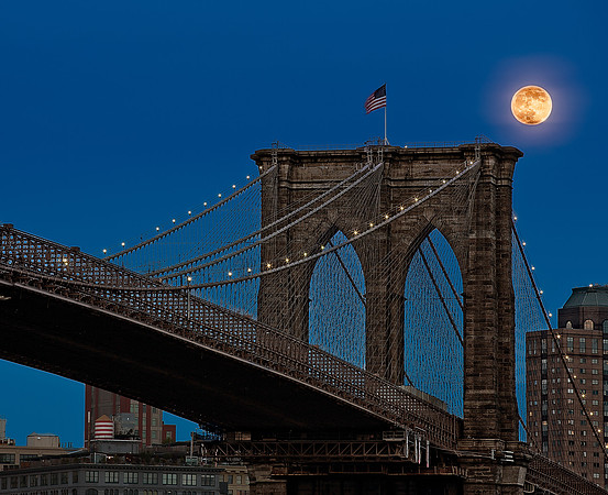 Print Fine Art Photography David Stewart Photography New York NYC - Supermoon Brooklyn Bridge